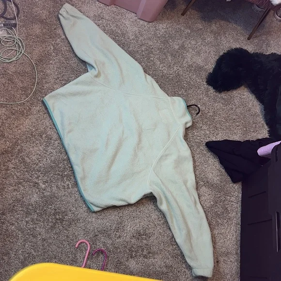 American Eagle Oversized Sherpa Fleece Cozy Snap Front Jacket Mint Green Size S - Picture 4 of 6